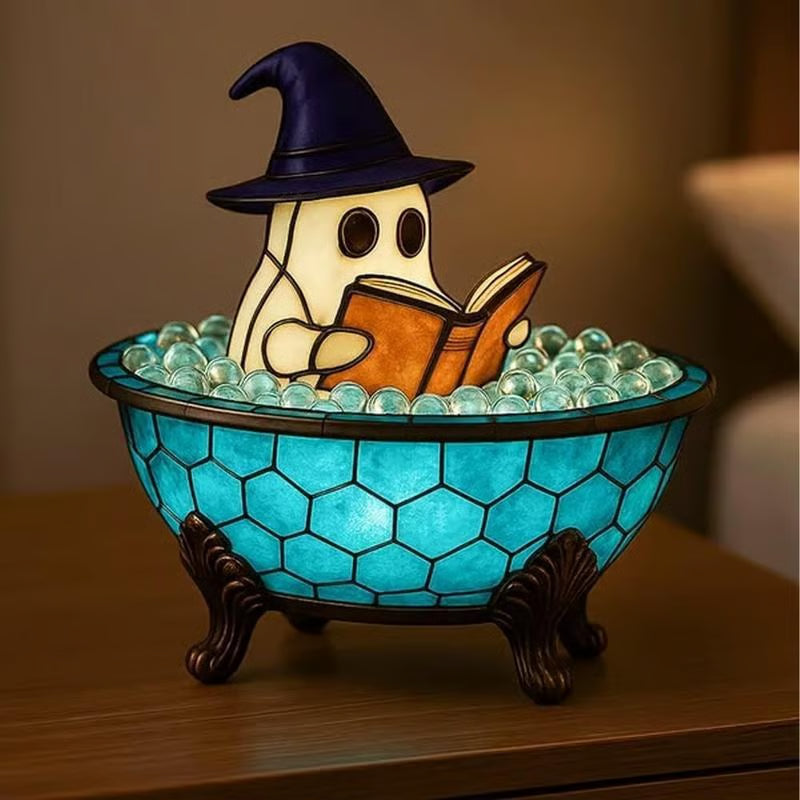 The Enchanted Ghostly Reader Halloween Ghost Lamp