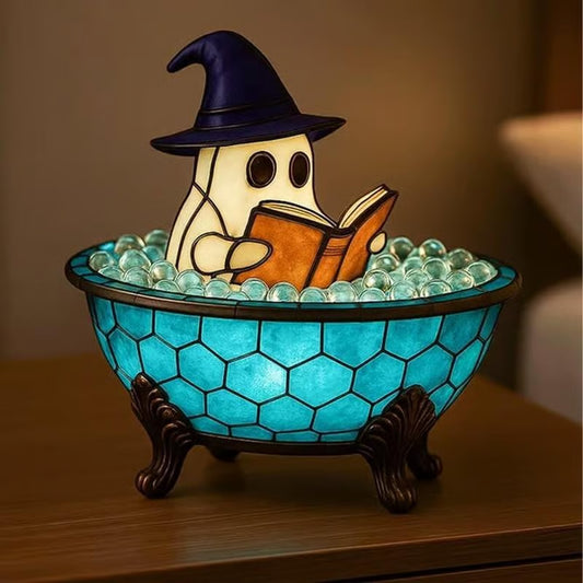 The Enchanted Ghostly Reader Halloween Ghost Lamp