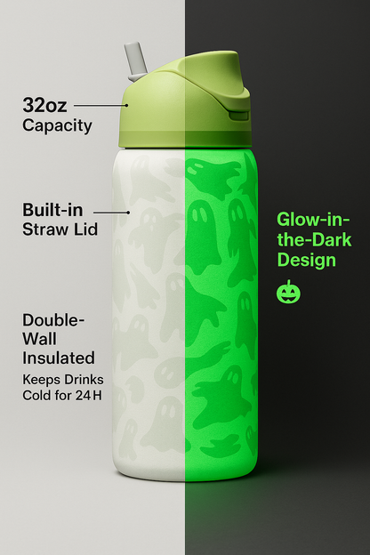 Glow-in-the-Dark Ghost Water Bottle for Halloween